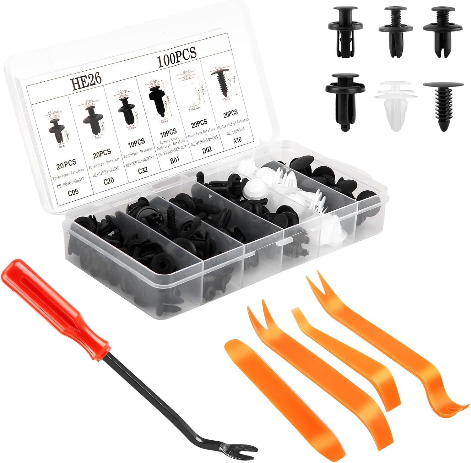 KIT DE CLIPS POUR GARNITURE ET DÉMONTE CAPITONNAGE 105PCS